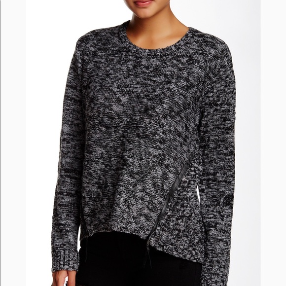 Michael Stars Sweaters - Michael Stars Leather Trim Zip Sweater